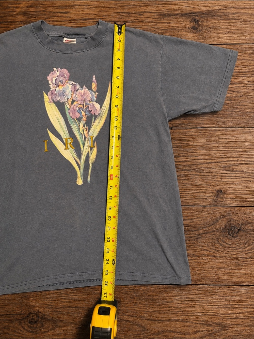 Vintage Anvil Iris Botanical Graphic T-Shirt | Floral Nature Tee - Picture 3 of 13